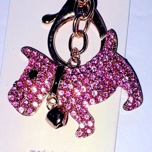 🆕 Mint Pink Sparkle Dog Bag Charm Keychain